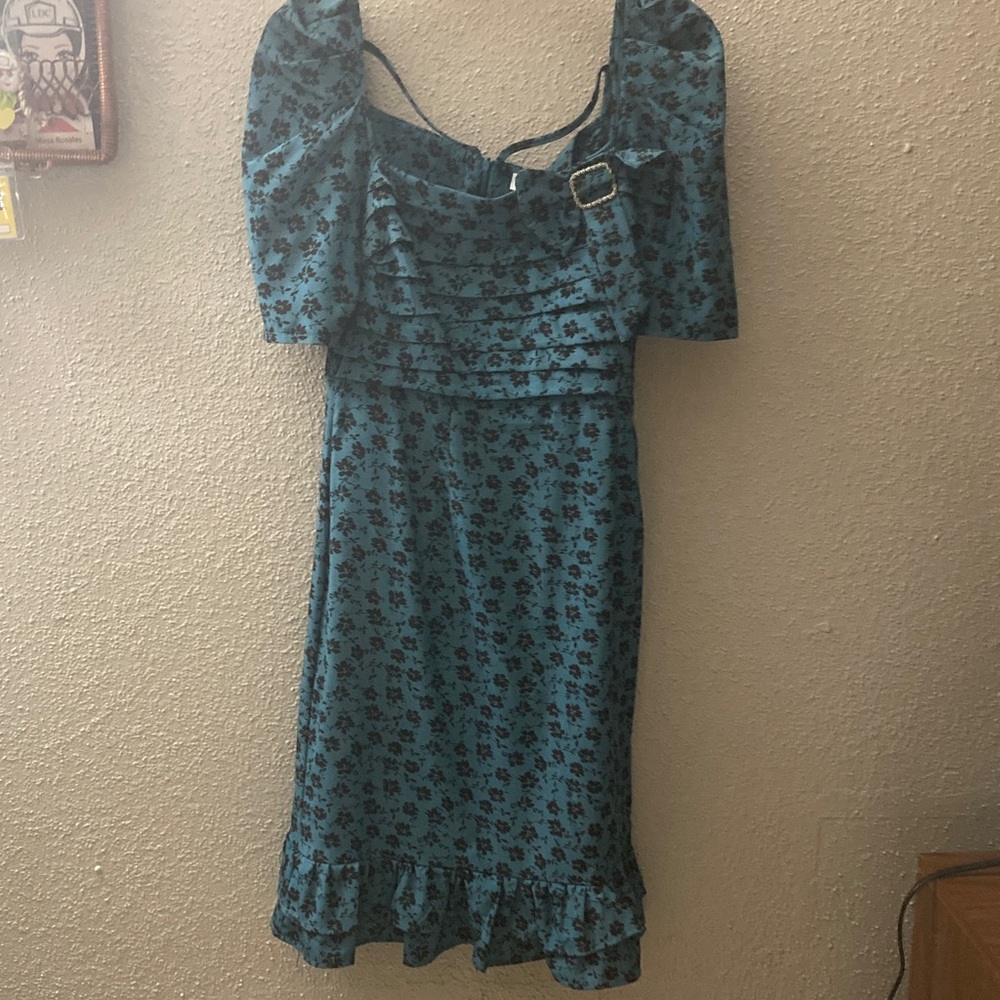 Elegant Blue Floral Dress